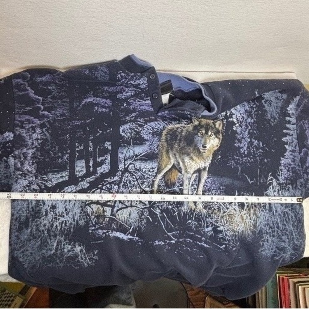 Art Unlimited Men's Vintage Wolf Graphic Pullover Sweatshirt M/L 90s - Picture 10 of 11